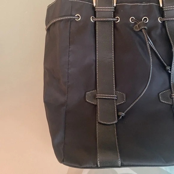 Nine West Tote Nine West Black Soft Structured Nylon Tote with Silver Hardware - Picture 3 of 9